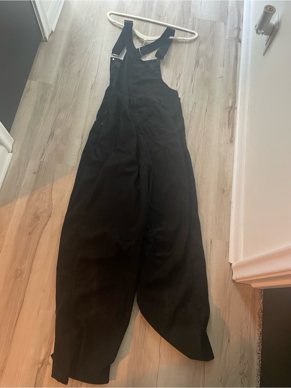 Women's Black Corduroy Wide-Leg Overalls - Picture 5 of 6